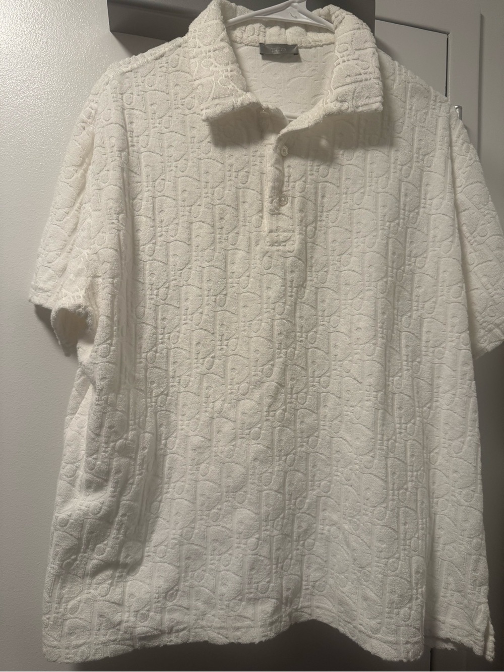 Dior White Textured Polo Shirt